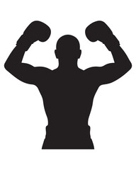 Fototapeta premium minimalist boxer silhouette celebrating win boxing gloves victory pose vector illustration ai eps jpeg png