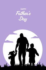 Happy Father's Day - Father and Son Silhouette, suitable for greeting cards, posters, banners, social media posts and other promotional materials to celebrate Father's Day.