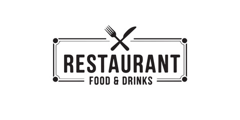 modern restaurant logo vector crossed cutlery emblem food and drinks minimalist branding badge