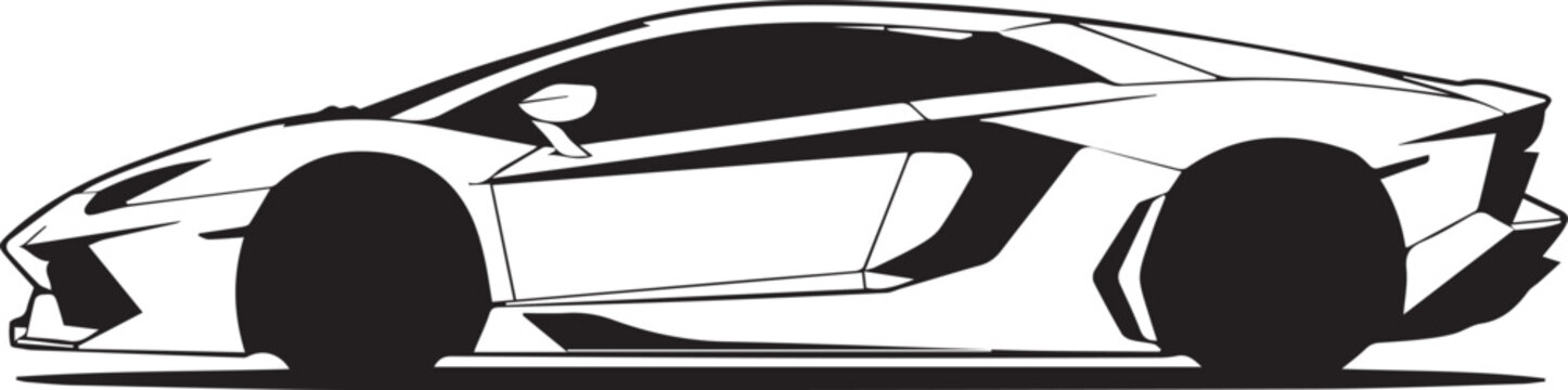 high contrast sportscar vector side profile sleek performance supercar illustration png jpeg eps