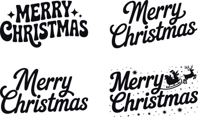 Collection of Merry Christmas lettering and typography for festive holiday season greeting cards