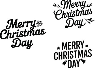 Vector set of isolated Merry Christmas Day calligraphic inscriptions for festive design elements