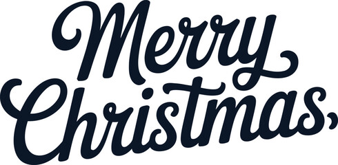 Elegant Merry Christmas handwritten script lettering for holiday greeting cards and festive design