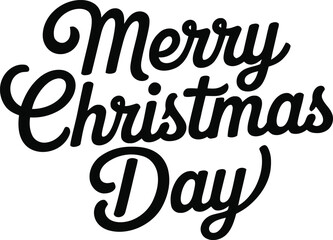 Elegant Merry Christmas Day calligraphy text for festive holiday greeting cards and decorations
