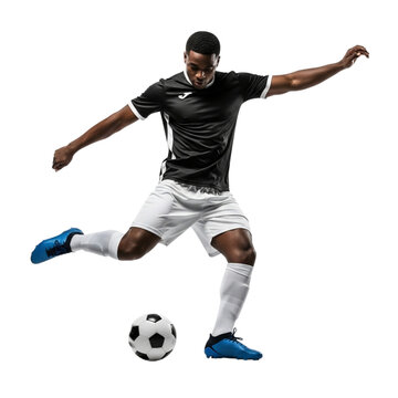 Illustration of soccer player kicking isolated on transparent background