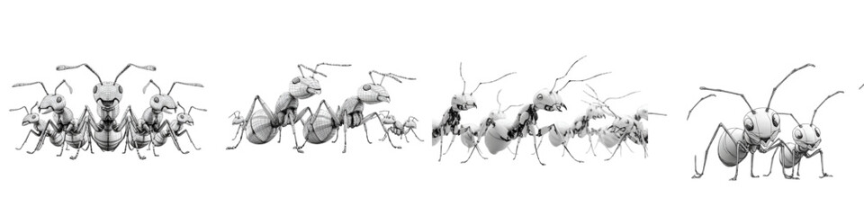 Animated ants work together, representing teamwork and community, originally designed as scalable vector art, perfect for illustrating collaboration and problem solving