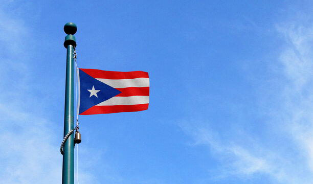 Cluster of six Puerto flags creating a dynamic multi-flag composition for international contexts.