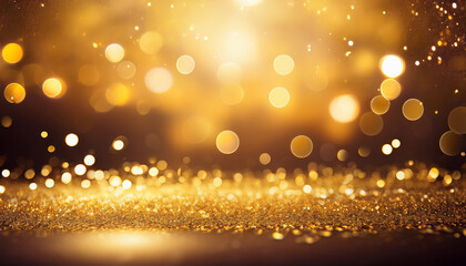 Gold Celebration Background With Glittering Colors Bokeh And Blank Space Highlighting The Elegance And Simplicity Of The Festive Scene