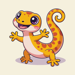 Fototapeta premium This vibrant illustration features a cheerful gecko with bright colors and a playful expression, showcasing the joy and charm of reptiles in a fun, artistic animation style.