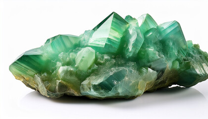 Fluorite Or Fluorspar Is The Mineral Form Of Calcium Fluoride And Is Used As A Flux For Smelting And In The Production Of Certain Glasses And Enamels Isolated On White Background With Copy Space