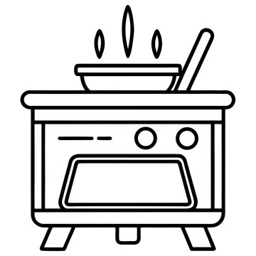 cooking stove with pan and steam clip art preview
