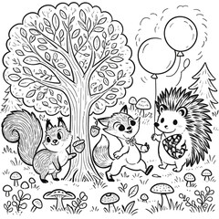cute animal coloring book vector image illustration