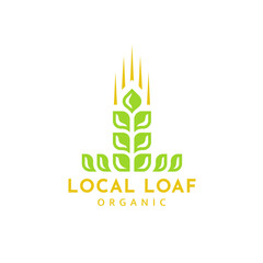 Wheat logo minimalist vintage isolated on white background. Label template for farm with wheat. Round emblem with ears silhouette. Vector Illustration