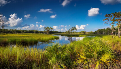 A Sunny Summer Day At Paynes Prairie In Gainesville Florida