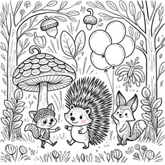 cute animal coloring book vector image illustration