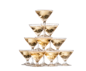 Champagne glasses pyramid for celebration