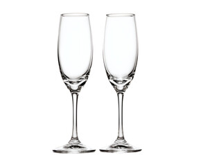 Two elegant champagne flutes against a dark background, ready for a celebration.