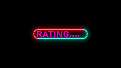 Red and cyan neon glowing rating bar with text on black background  - Powered by Adobe