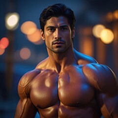 Muscular Latin Fitness Man Training