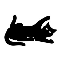 Lying Black Cat Silhouette Vector Illustration
