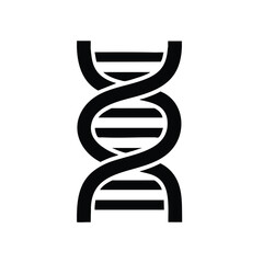 Stylized DNA double helix structure with bold black lines representing genetic material and molecular bonds