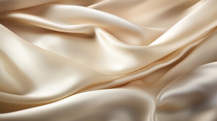 Obraz premium Long, flowing piece of white fabric with a pattern. The fabric is smooth and silky, and it is draped over a surface. Scene is elegant and luxurious, as the fabric's texture