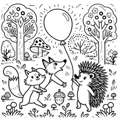 cute animal coloring book vector image illustration