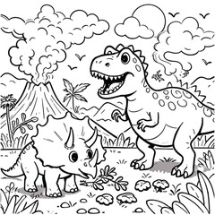 cute dinosaur coloring book vector image illustration