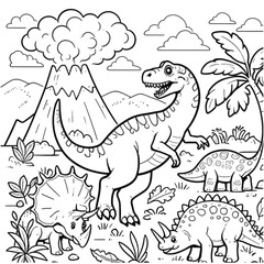 cute dinosaur coloring book vector image illustration