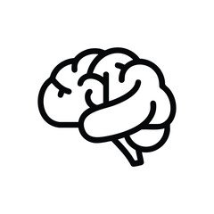 Simplified Line Drawing of a Human Brain Highlighting Cognitive and Neural Structures in Black and White