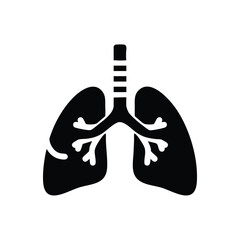 Detailed silhouette of human respiratory system highlighting lungs and trachea in black and white