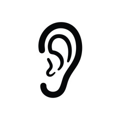 Detailed outline of a human ear showcasing its complex structure and intricate curves for educational or medical purposes