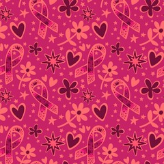 Breast cancer month seamless pink ribbon day mammogram pattern for medical accessories and medicine textiles
