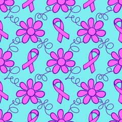 Breast cancer month seamless pink ribbon day mammogram pattern for medical accessories and medicine textiles