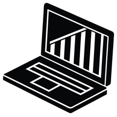 laptop with graphs vector icon