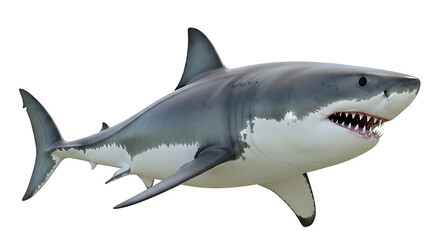 Fototapeta premium Great White Shark with Open Mouth and Sharp Teeth marine life