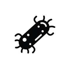 Simplified black and white of a bacteria or microorganism with a rod shape and multiple appendages