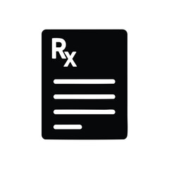 Prescription document with Rx symbol and lines representing medication details in a healthcare setting