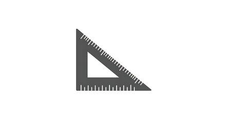Gray triangle ruler on a white background for design and engineering projects