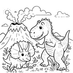 cute dinosaur coloring book vector image illustration