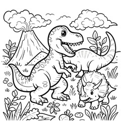 cute dinosaur coloring book vector image illustration
