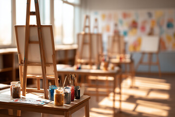Art Studio Illuminated: Easels Brushes and Paint Jars