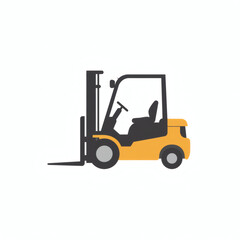 A simple, flat illustration of a yellow forklift truck with black accents, shown from a side profile against a white background.