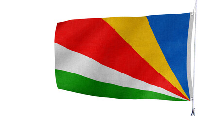 Fototapeta premium Two Seychelles flags on crossed poles representing unity and partnership.