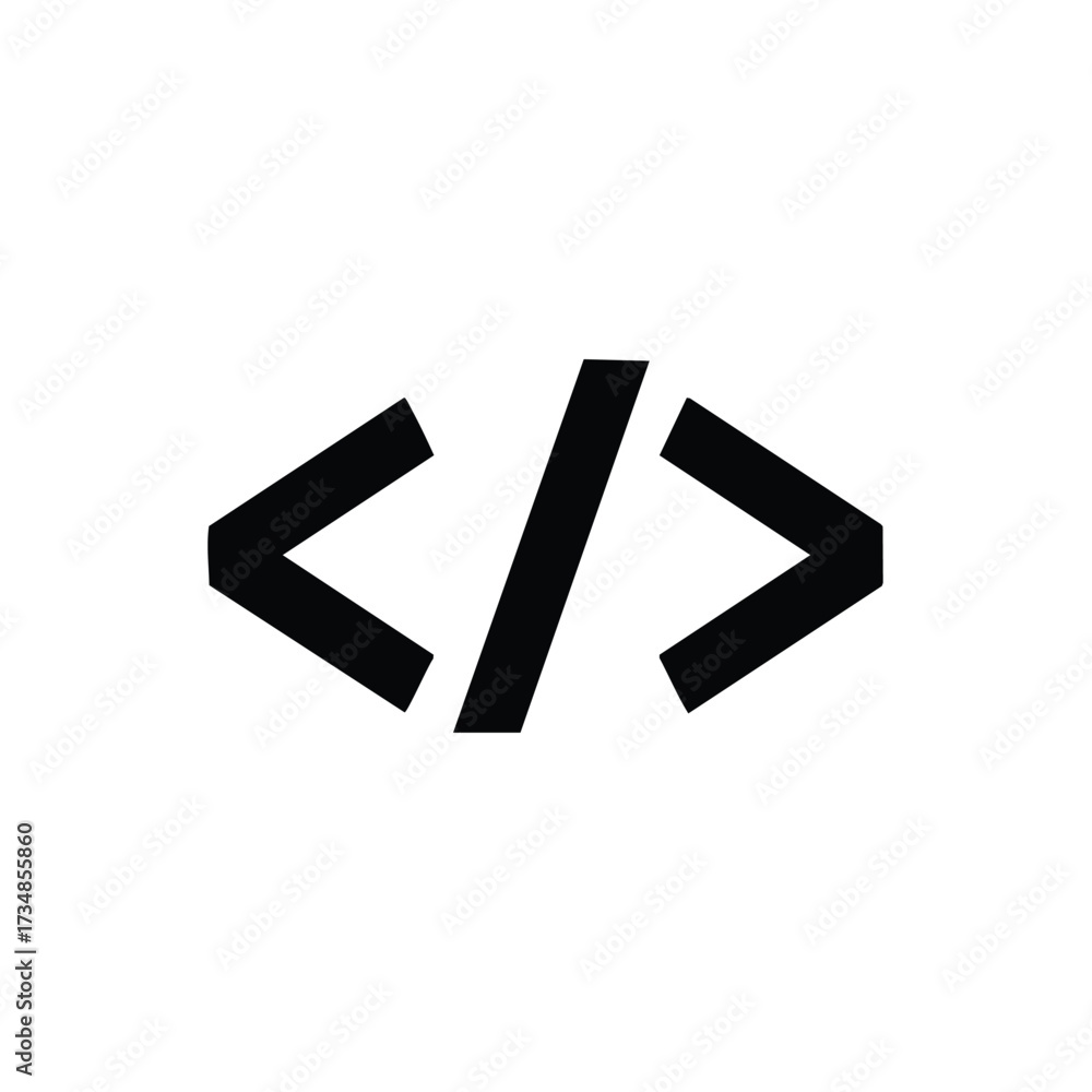 Wall mural Close-up of a black coding symbol on a representing programming and software development concepts