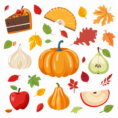 A vibrant assortment of autumn harvest delights and festive decorations, perfect for celebrating the fall season and its cozy atmosphere, bringing warmth and abundance to your projects