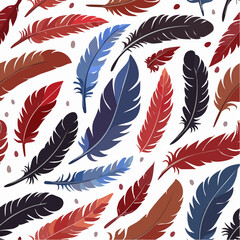 Obraz premium Feathered Flight Colorful Seamless Pattern of Delicate Plumes