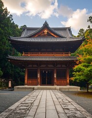 Obraz premium Traditional Japanese temple, autumn colors