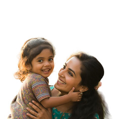 Obraz premium A loving mother and her adorable daughter share a joyful, heartwarming moment together with bright smiles, radiating pure family happiness and connection.