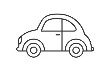 Fototapeta premium Simple cartoon car outline illustration isolated on transparent background
